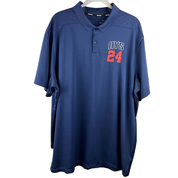 Nike Golf Polo Mens Sz XXL Dri Fit NYS Navy Performance Wear Short Sleeve Shirt - Picture 2 of 12